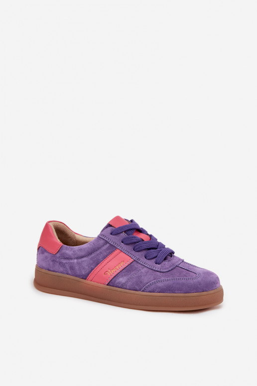 Sneakers viola in suede da donna Vinceza 79576