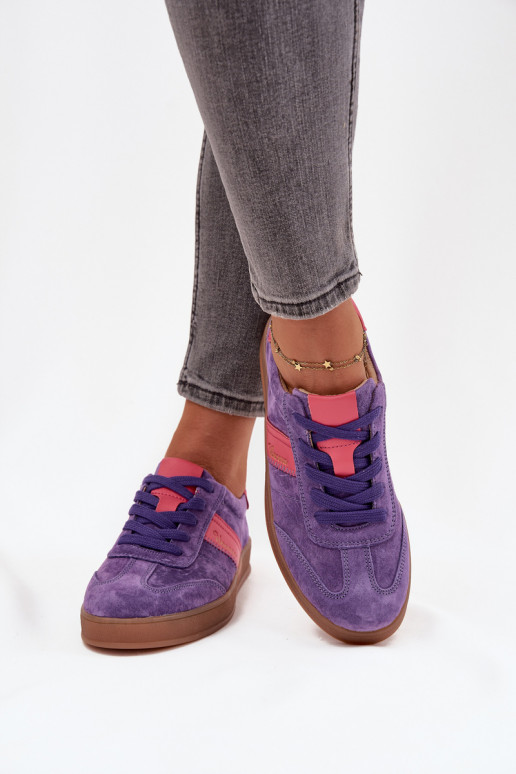 Sneakers viola in suede da donna Vinceza 79576