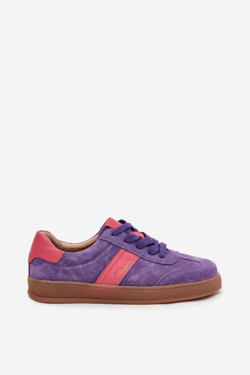 Sneakers viola in suede da donna Vinceza 79576
