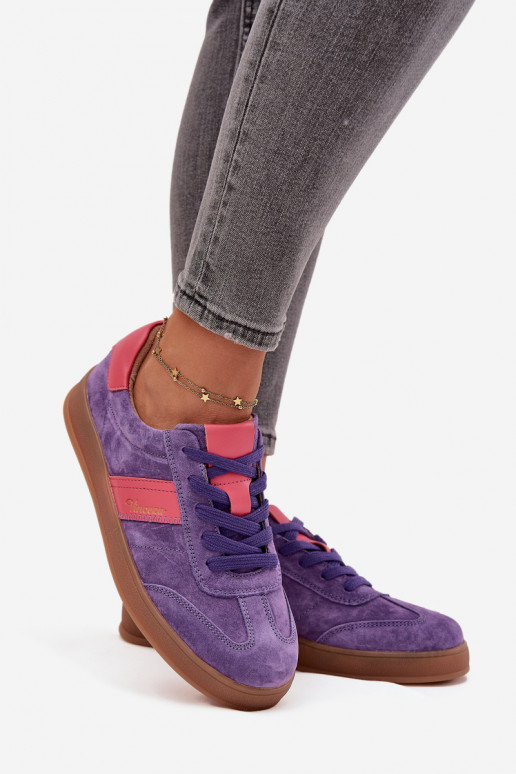Sneakers viola in suede da donna Vinceza 79576