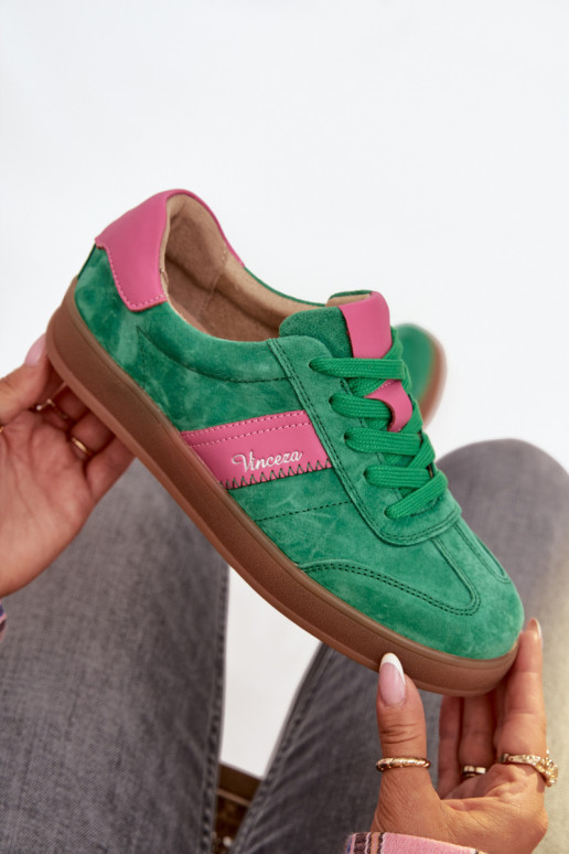 Sneakers verdi in suede da donna Vinceza 79576