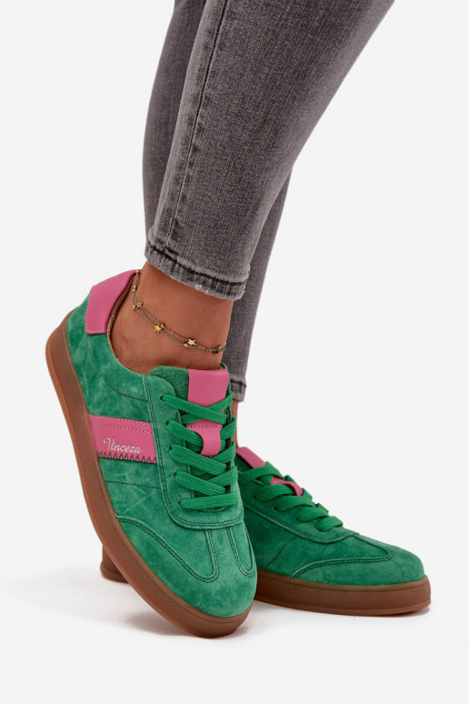 Sneakers verdi in suede da donna Vinceza 79576