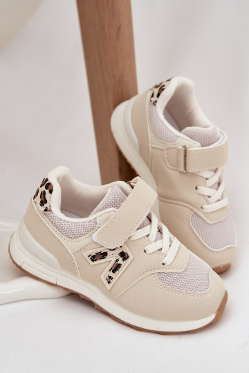 Sneakers per bambini beige con chiusure in velcro Galisse