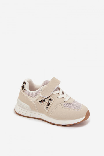 Sneakers per bambini beige con chiusure in velcro Galisse 2