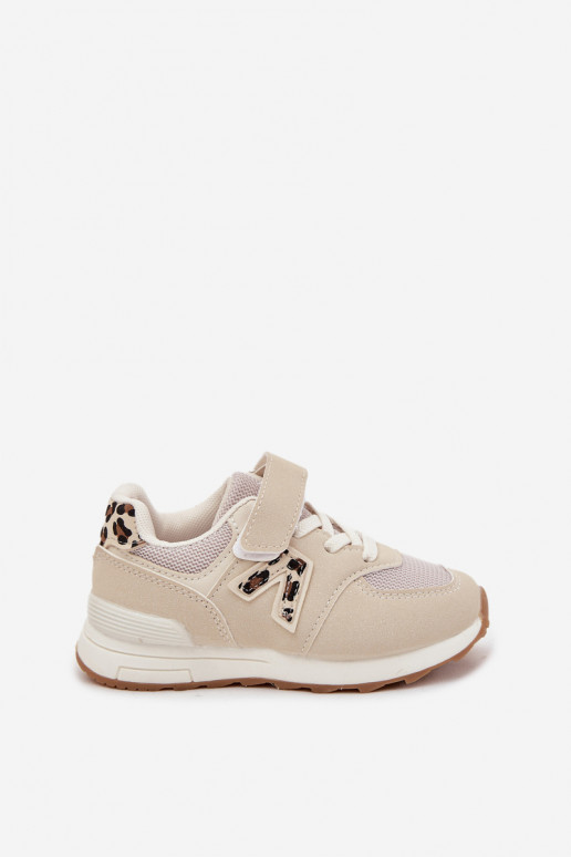 Sneakers per bambini beige con chiusure in velcro Galisse