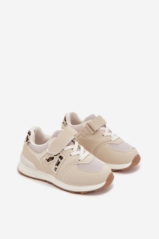 Sneakers per bambini beige con chiusure in velcro Galisse