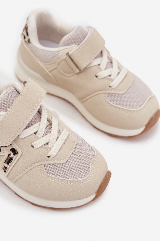 Sneakers per bambini beige con chiusure in velcro Galisse