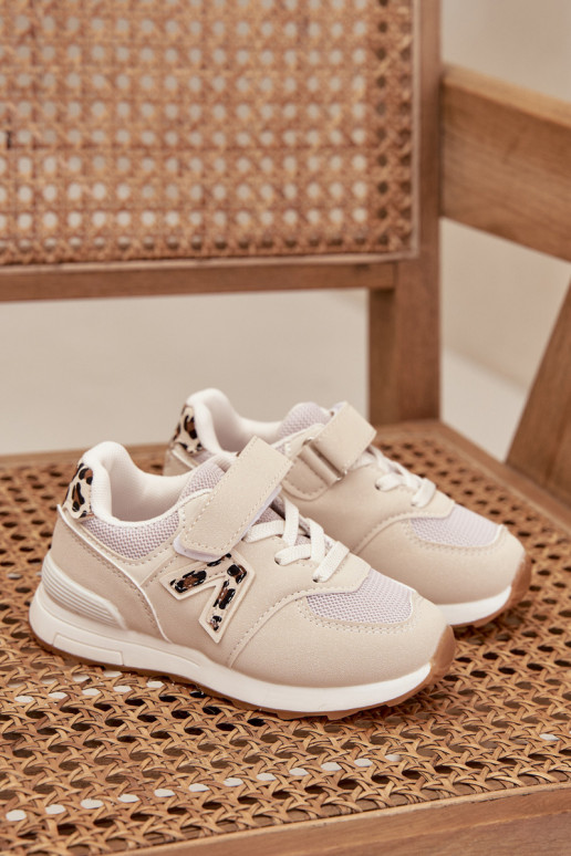 Sneakers per bambini beige con chiusure in velcro Galisse