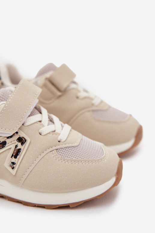 Sneakers per bambini beige con chiusure in velcro Galisse