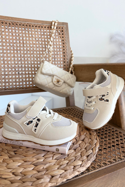 Sneakers per bambini beige con chiusure in velcro Galisse