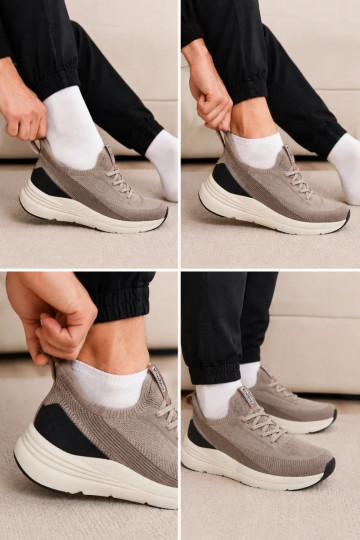 Scarpe sportive da uomo slip-on con piattaforma Kobbo 102421 color sabbia