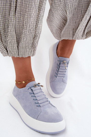 Sneakers blu con piattaforma in suede sintetico Blushy