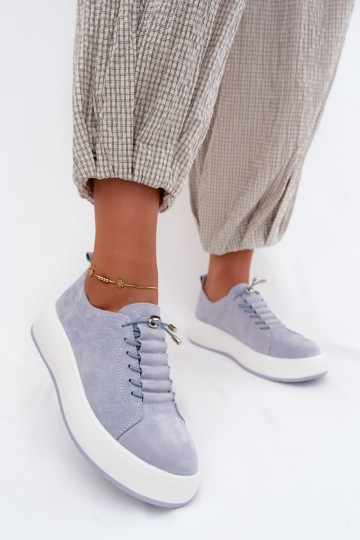 Sneakers blu con piattaforma in suede sintetico Blushy 2