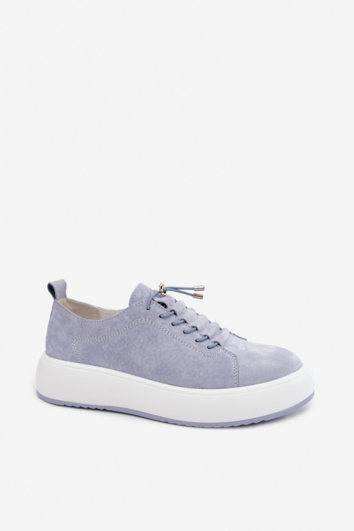 Sneakers blu con piattaforma in suede sintetico Blushy