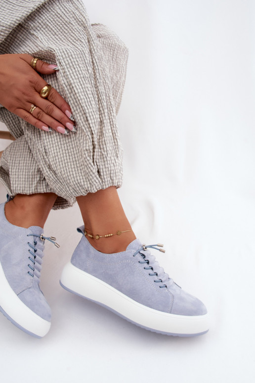 Sneakers blu con piattaforma in suede sintetico Blushy