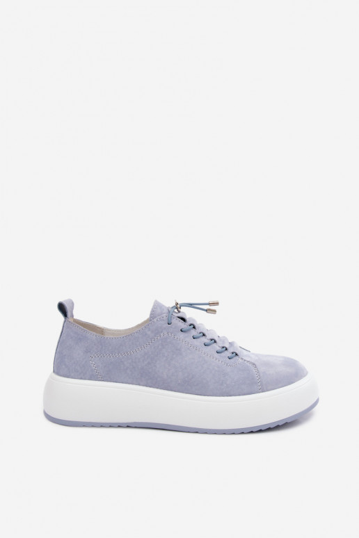 Sneakers blu con piattaforma in suede sintetico Blushy