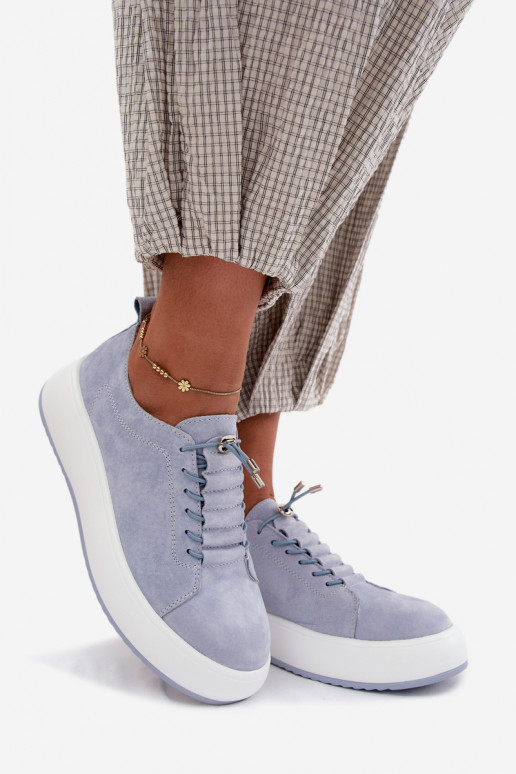 Sneakers blu con piattaforma in suede sintetico Blushy