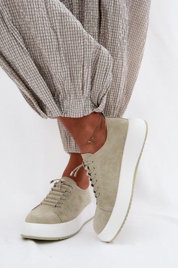 scarpe Scarpe modello sneakers con una piattaformaAbilitatoturalnego dalla pelle scamosciatau colore menta Blushy