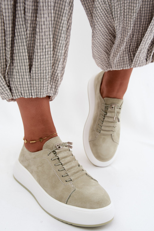 scarpe Scarpe modello sneakers con una piattaformaAbilitatoturalnego dalla pelle scamosciatau colore menta Blushy