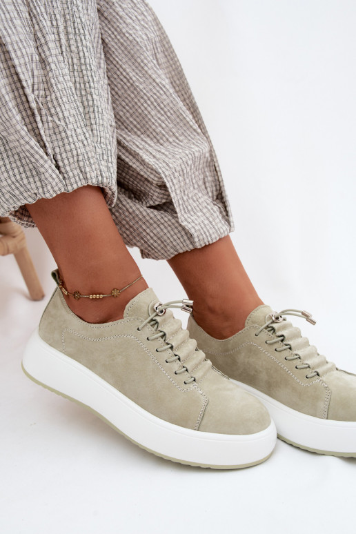 scarpe Scarpe modello sneakers con una piattaformaAbilitatoturalnego dalla pelle scamosciatau colore menta Blushy