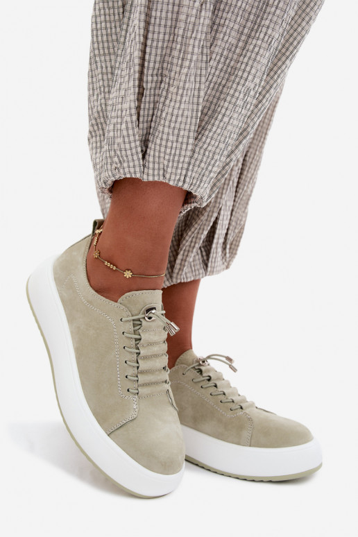 scarpe Scarpe modello sneakers con una piattaformaAbilitatoturalnego dalla pelle scamosciatau colore menta Blushy