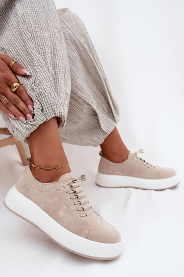 Sneakers sabbia con piattaforma in suede sintetico Blushy