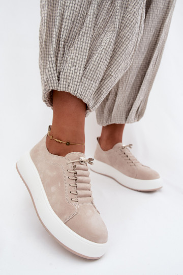 Sneakers sabbia con piattaforma in suede sintetico Blushy 2