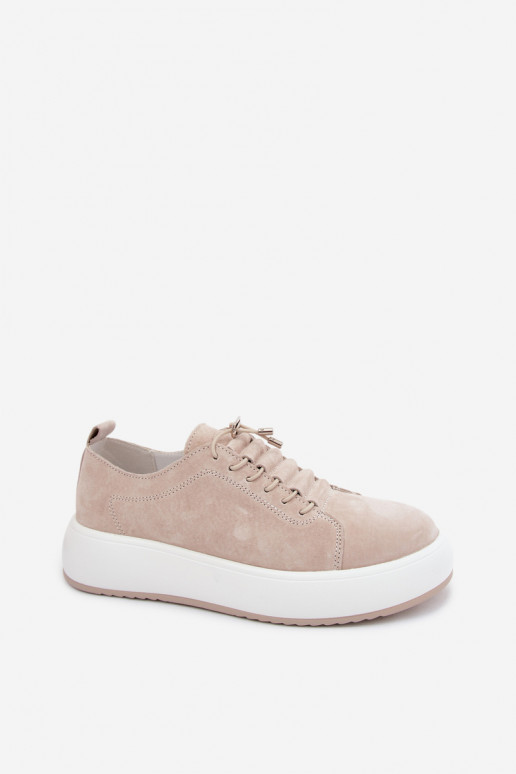 Sneakers sabbia con piattaforma in suede sintetico Blushy