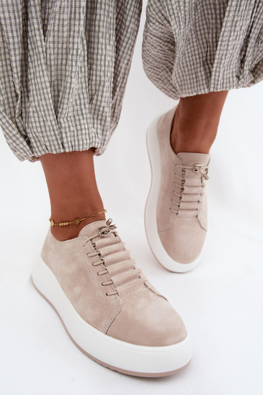 Sneakers sabbia con piattaforma in suede sintetico Blushy