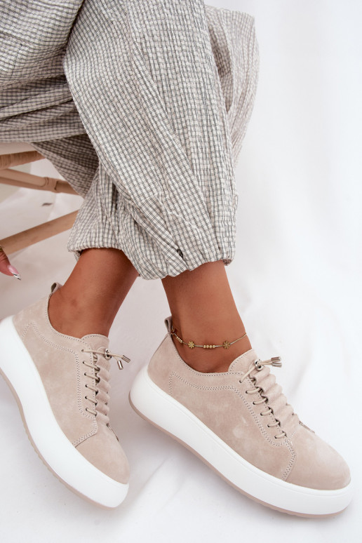 Sneakers sabbia con piattaforma in suede sintetico Blushy