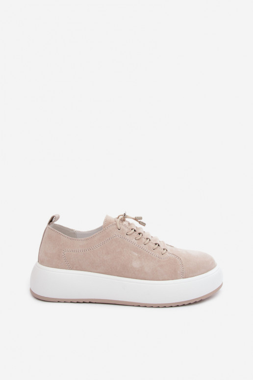 Sneakers sabbia con piattaforma in suede sintetico Blushy