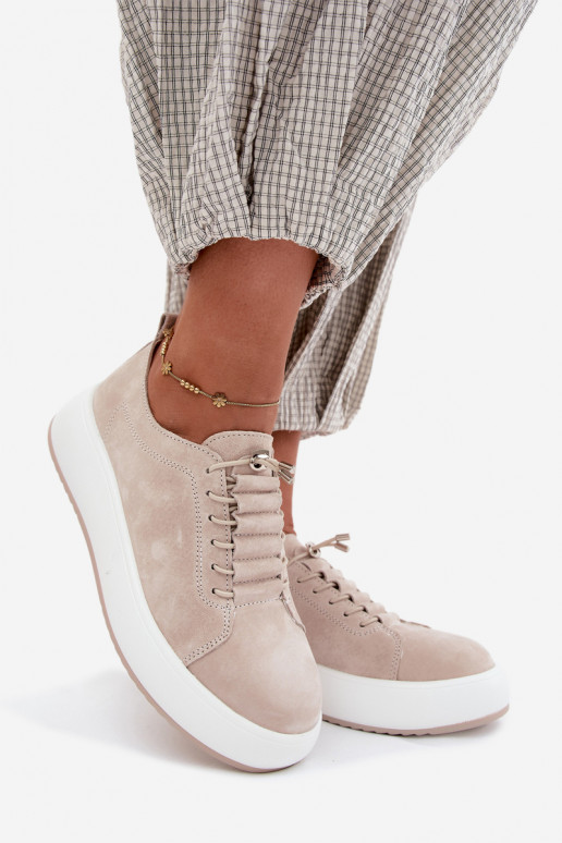 Sneakers sabbia con piattaforma in suede sintetico Blushy