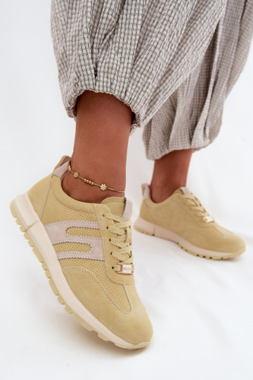 Sneakers gialli da donna Lovey in suede sintetico