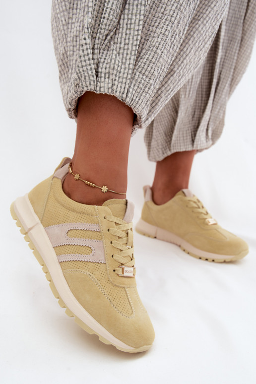 Sneakers gialli da donna Lovey in suede sintetico