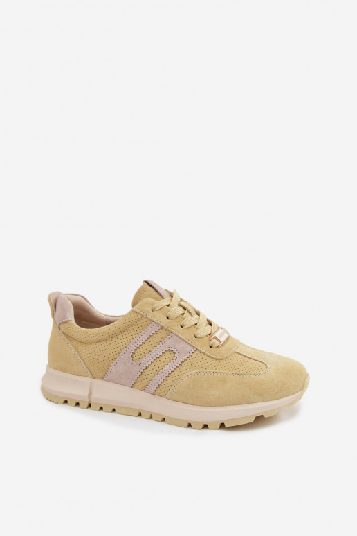 Sneakers gialli da donna Lovey in suede sintetico