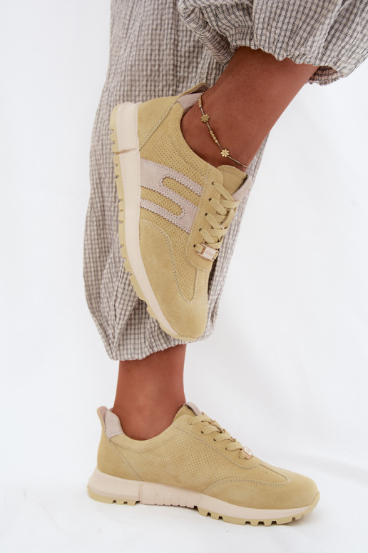 Sneakers gialli da donna Lovey in suede sintetico