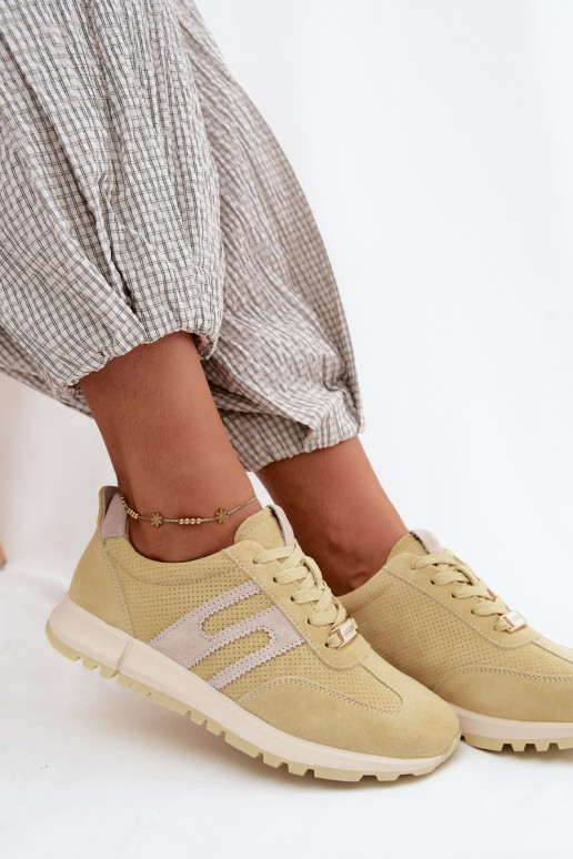 Sneakers gialli da donna Lovey in suede sintetico