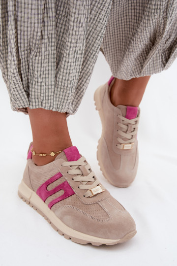 scarpe da ginnastica Scarpe modello sneakersAbilitatoturalnego dalla pelle scamosciatau Femminile beige Lovey