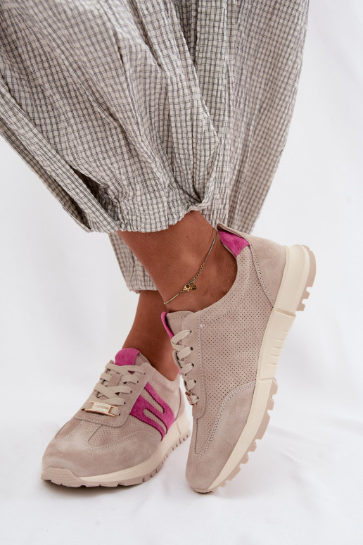scarpe da ginnastica Scarpe modello sneakersAbilitatoturalnego dalla pelle scamosciatau Femminile beige Lovey