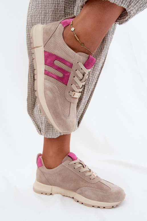 scarpe da ginnastica Scarpe modello sneakersAbilitatoturalnego dalla pelle scamosciatau Femminile beige Lovey