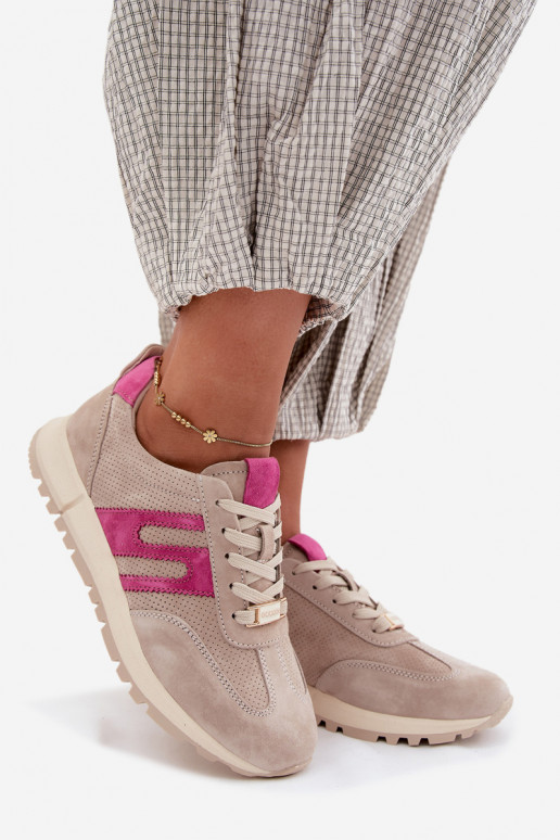 scarpe da ginnastica Scarpe modello sneakersAbilitatoturalnego dalla pelle scamosciatau Femminile beige Lovey