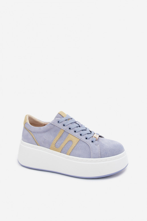 Scarpe modello sneakers Femminile con una piattaforma pelle scamosciata naturaleoAa colore blu Salima