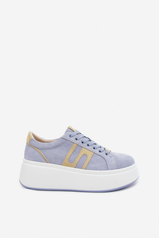 Scarpe modello sneakers Femminile con una piattaforma pelle scamosciata naturaleoAa colore blu Salima