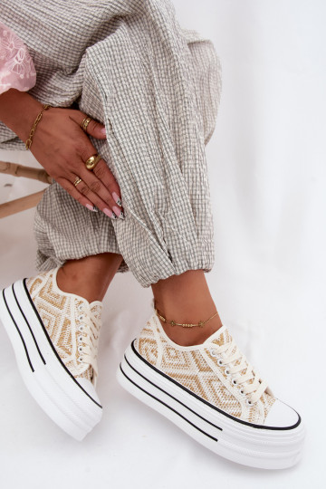 Basso Scarpe per il tempo libero con una piattaforma Bianco-colore dorato Medina