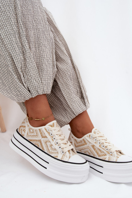 Basso Scarpe per il tempo libero con una piattaforma Bianco-colore dorato Medina