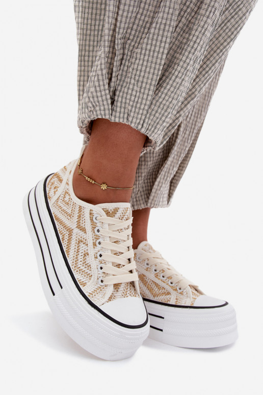 Basso Scarpe per il tempo libero con una piattaforma Bianco-colore dorato Medina