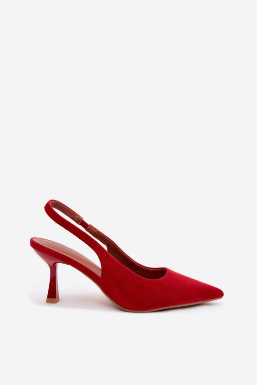 Sandali da donna con tacco sottile in suede rosso Saria