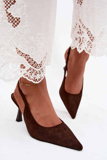 Sandali da donna con tacco sottile in suede sintetico Saria