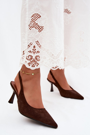 Sandali da donna con tacco sottile in suede sintetico Saria 2
