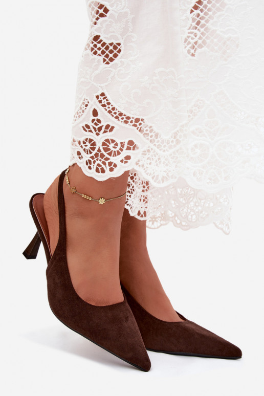 Sandali da donna con tacco sottile in suede sintetico Saria